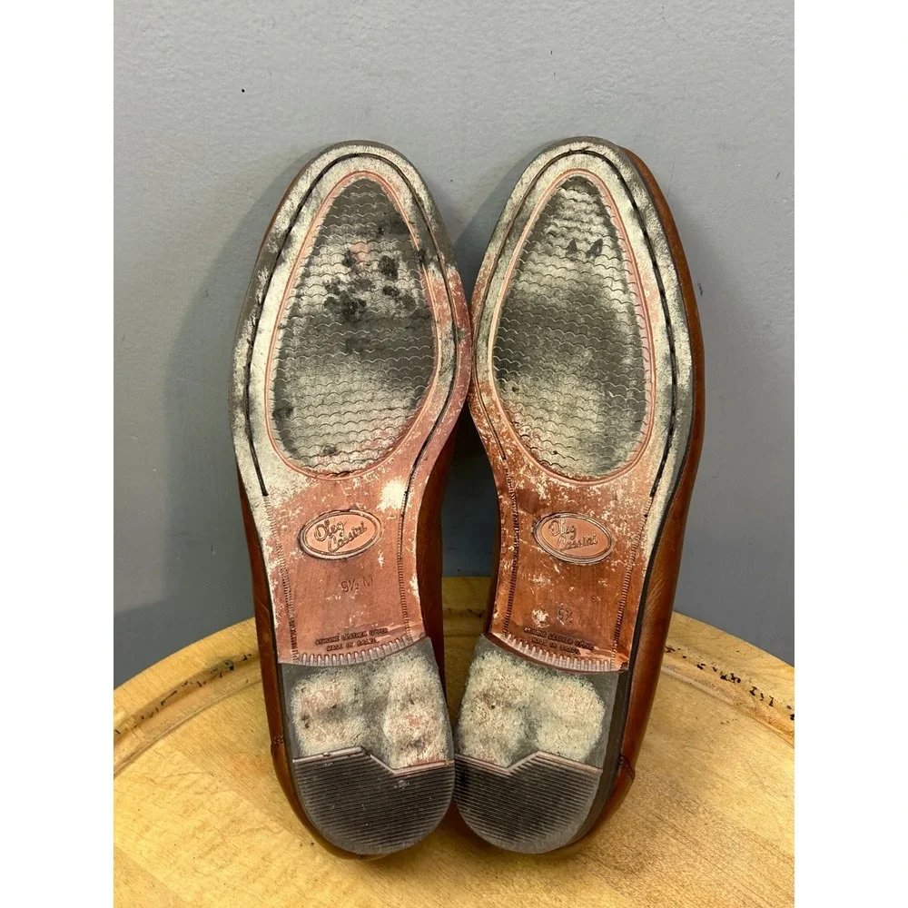 Oleg Cassini Loafers Mens 9.5 Brown Woven Tassel Leather Dress Shoes Office